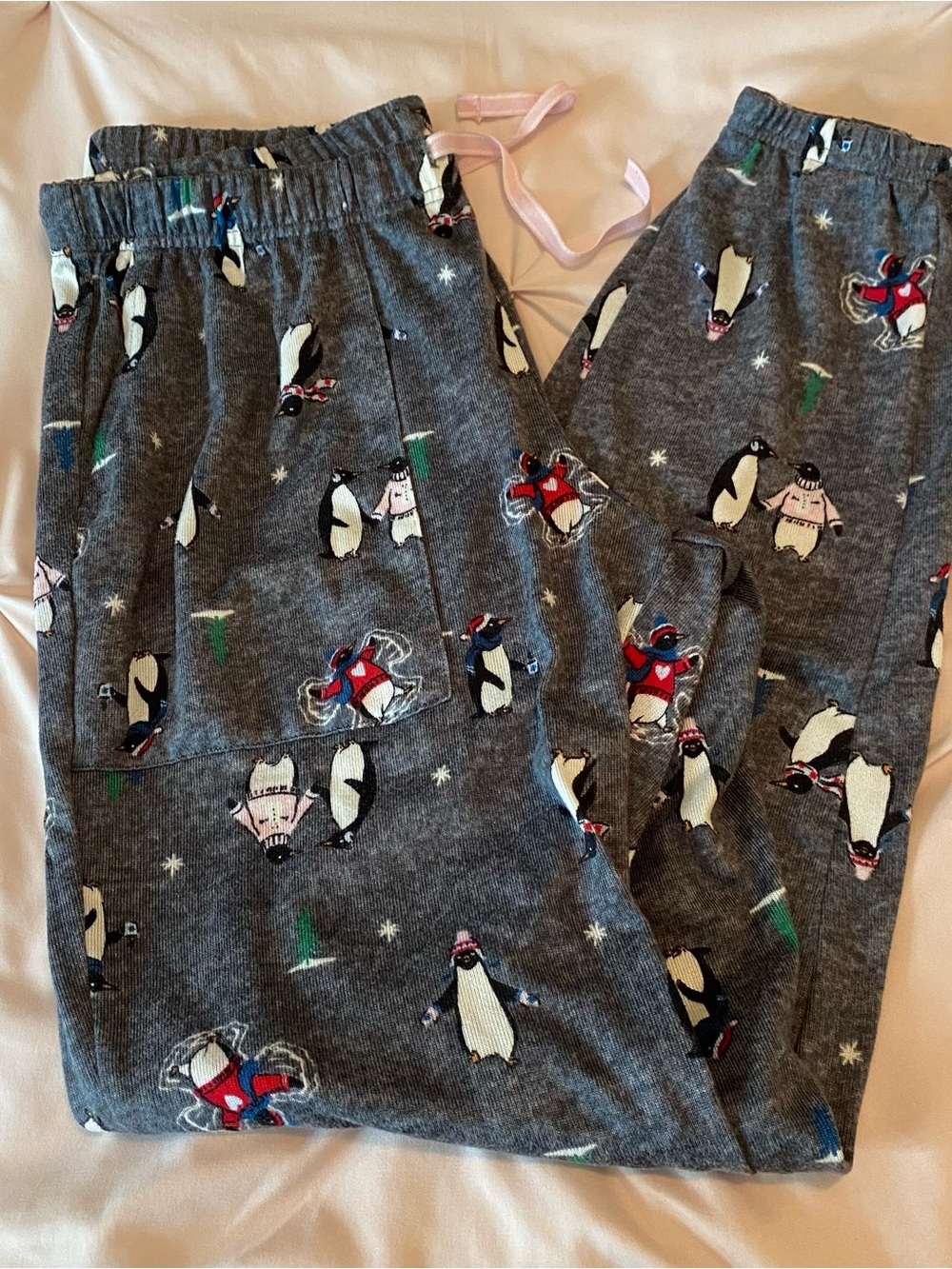 Women’s Gray Penguin Pajama Pants - Cozy Winter Sleepwear
